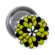 Yellow Stained Glass Flower Digital Art Button