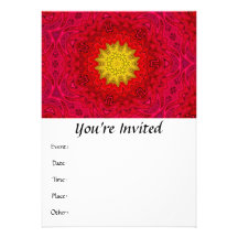 Yellow Star on Red Mandala Invitations