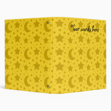Yellow stars and moons pattern 3 ring binder