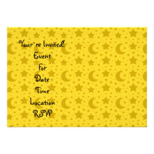 Yellow stars and moons pattern custom invitation