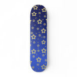 Yellow Stars Gradient Blue: Custom Skateboard