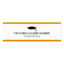 Yellow stripe border graduation cap name card business cards