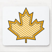 Yellow Striped  Applique Stitched Maple Leaf Mouse Pad