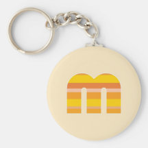 Yellow Striped Monogram - Letter M Keychains