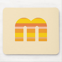 Yellow Striped Monogram - Letter M Mouse Pads
