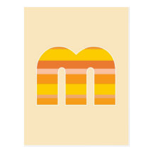 Yellow Striped Monogram - Letter M Postcard
