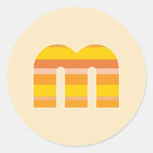 Yellow Striped Monogram - Letter M Stickers