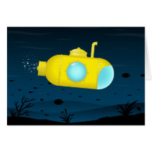 Yellow submarine finds heart greeting card