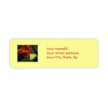 Yellow sulphur butterfly, red flowers custom return address labels