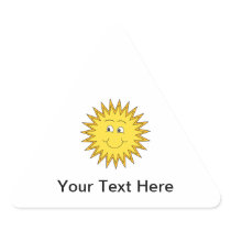Yellow Summer Sun with a Happy Face. Triangle Sticker