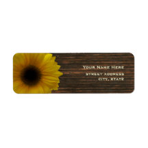 Yellow Sunflower & Barnwood Address Label