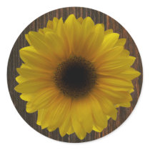 Yellow Sunflower & Barnwood Envelope Seal Sticker