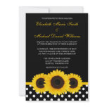 Yellow Sunflower Black and White Polka Dot Wedding invitations