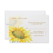 Yellow Sunflower Fall Wedding RSVP (3.5x5) Invites