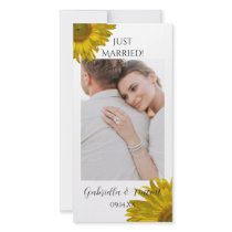 Yellow Sunflower Just Married Photo Card