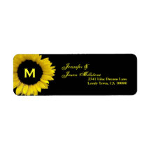 Yellow Sunflower Monogram Wedding Custom Return Address Label