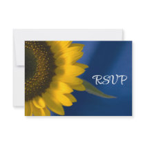 Yellow Sunflower on Blue Wedding Response Card Personalized Announcement