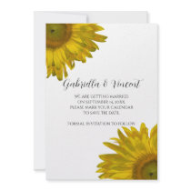 Yellow Sunflower Wedding Save the Date Annoucement Personalized Invite