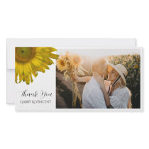Yellow Sunflower Wedding Thank You Photo Card