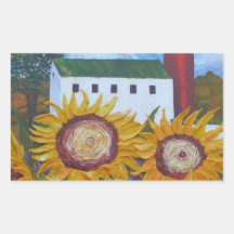 Yellow Sunflowers and Barn Sticker