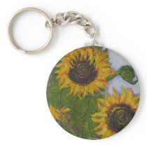 Yellow Sunflowers by Paris Wyatt Llanso Keychains
