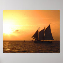 Yellow Sunset Sail Poster