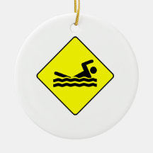 Yellow Swimming Crossing Sign Ornament