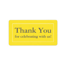 Yellow Thank You Sticker or Wedding Gift Label
