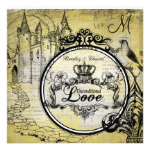 Yellow Thatched Unconditional Love Wedding Invite