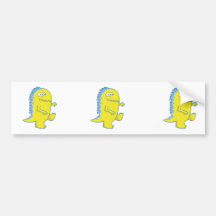 yellow three eyed dino monster bumper stickers