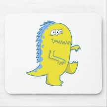 yellow three eyed dino monster mouse pads