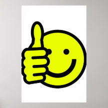 Yellow Thumbs Up Smiley Poster
