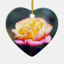Yellow to Pink Rose Ornament
