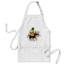 Yellow Top Hat Skeleton Aprons