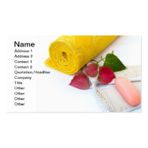 Yellow towel and soap business card templates