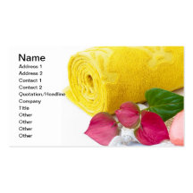 Yellow towel and soap business card templates