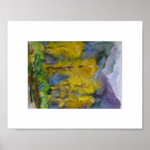 Yellow trees, mountains, and a Canadian storm Poster