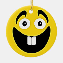 Yellow Two Front Teeth Smiley Face Ornaments