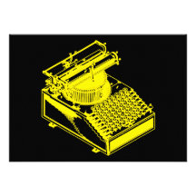 Yellow Type Writing Machine Custom Invite