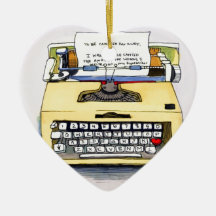 Yellow Typewriter Ornaments