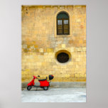 Yellow wall, Red scooter Print