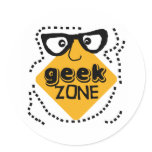 Yellow Warning Geek Zone Round Sticker
