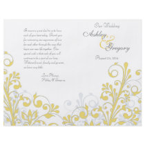 Yellow & White Abstract Floral Wedding Program