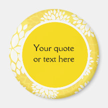 Yellow White Floral Monogram Pattern Fridge Magnet