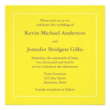 Yellow & White Square Invitations or Announcements