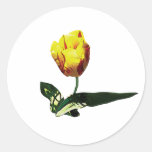 Yellow with Red Tulip Round Sticker