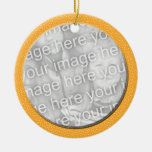 yellow with white dots pattern photo frame ornaments