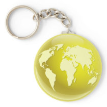 Yellow World Globe Keychain