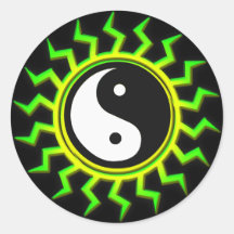 Yellow Yin Yang Balanced Sun Stickers