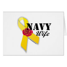 YellowRibbonRose_Navy_Wife Greeting Card